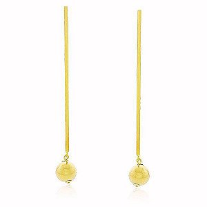 Brinco Longo Bola Banho Ouro Quebec 18k