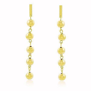 Brinco Longo Bolas Banho Ouro Quebec 18k