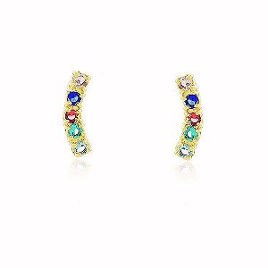 Brinco MultiColor Banho Ouro Quebec 18k