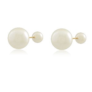 Brinco Pérola Dupla Grande Banho Ouro Quebec 18k