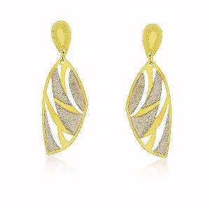 Brinco Pétalas Detalhes Ródio Banho Ouro Quebec 18k