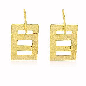 Brinco Quadrado Banho Ouro Quebec 18k
