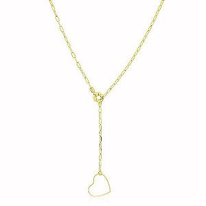 Colar Americana Coração Banho Ouro 18k Fecho Boia