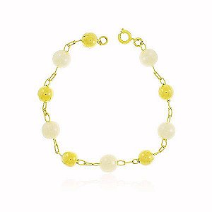 Pulseira Bolinha Pérola Banho Ouro 18k Fecho Boia