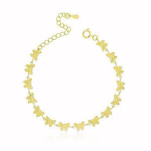 Pulseira Borboletas Banho Ouro 18k Fecho Boia