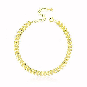 Pulseira Folhas Banho Ouro 18k Fecho Boia