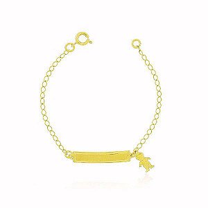 Pulseira Infantil Americana Menino Banho Ouro 18k Fecho Boia