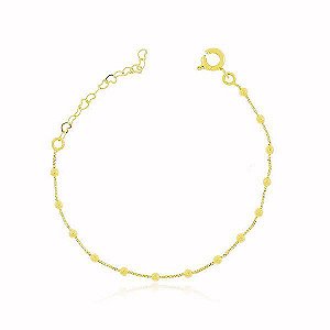 Pulseira Infantil Bolinha Banho Ouro 18k Fecho Boia