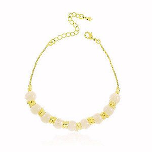 Pulseira Rabo de Rato Com Pérola Banho Ouro 18k Fecho Inglês