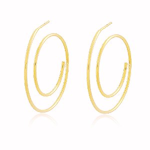 Brinco Argola Espiral Banho Ouro Quebec 18k