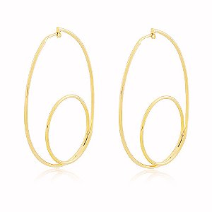 Brinco Argola Oval Banho Ouro Quebec 18k