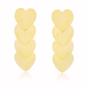 Brinco Cascata de Corações Banho Ouro Quebec 18k