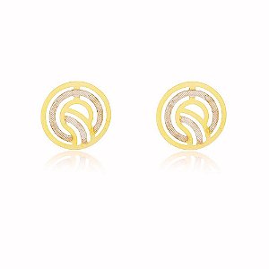 Brinco Circular Detalhe Ródio Banho Ouro Quebec 18k