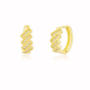 Brinco Cravejado Zircônia Banho Ouro Quebec 18k