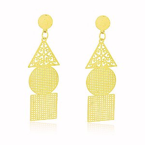 Brinco Geometria Delicada Banho Ouro Quebec 18k