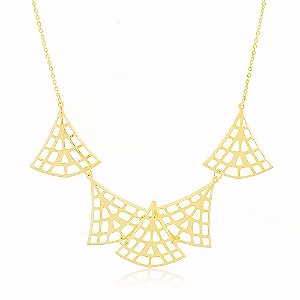 Colar Conjunto Triângulo Banho Ouro Quebec 18k Fecho Lagosta