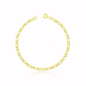 Pulseira Fígaro Banho Ouro Quebec 18k Fecho Boia