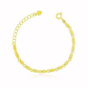 Pulseira Infantil Cadeado Banho Ouro Quebec 18k Fecho Boia