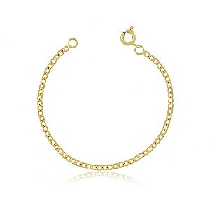 Pulseira Infantil Singapura Banho Ouro Quebec 18k Fecho Boia