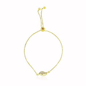Pulseira Veneziana Pingente Folha Banho Ouro 18k Fecho Regulável