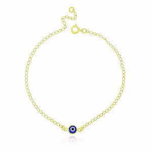 Tornozeleira Olho Grego Banho Ouro Quebec 18k Fecho Boia