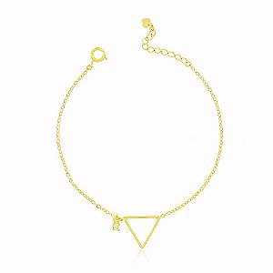 Tornozeleira Triângulo Zircônia Banho Ouro Quebec 18k Fecho Boia