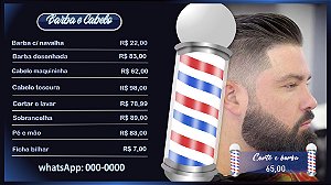 Menu digital para Barbearia Barber Shop - Divulgação de Produtos e Serviços