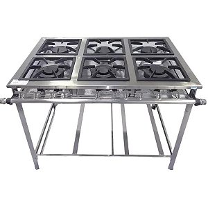FOGAO 6 BOCAS CRISTAL AÇO BAIXA PRESSAO 30X30 03QS/03/QD ECONOMY P5 INOX