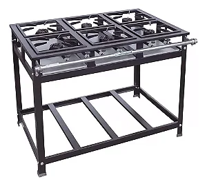FOGAO 6 BOCAS CRISTAL AÇO ALTA PRESSAO 30X30 ECONOMYC/MANGUEIRA E REGISTRO- P5