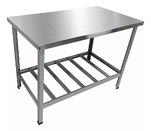 MESA INOX PRATELEIRA GRADEADA 120X70X90 CM EDANCA