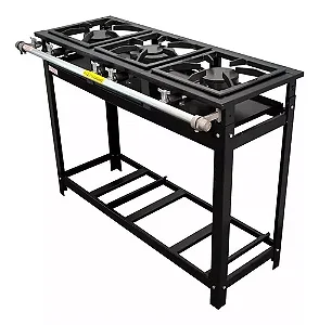 FOGAO 3 BOCAS CRISTAL AÇO BAIXA PRESSAO 2QS/1QD 30X30 ECONOMY PERFIL 50MM