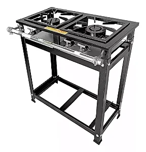 FOGAO 2 BOCAS CRISTAL AÇO BAIXA PRESSAO 1QS/1QD INOX 30X30 ECONOMY P5