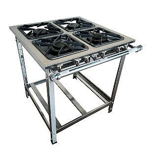 FOGAO 4 BOCAS CEFAZ 2QS/2QD BAIXA PRESSAO 30X30 GOLD INOX 304
