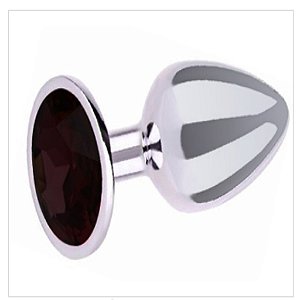 PLUG DE METAL COM JÓIA PEQUENO (7,0 x 2,8 cm) - VibraToy - COR PEDRA PRETO