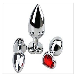 PLUG DE METAL COM JÓIA EM FORMATO DE CORAÇÃO TAMANHO PEQUENO (7,2 cm) - Importado