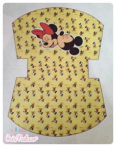 Feltro estampado - Nécessaire Minnie e Mickey fundo amarelo