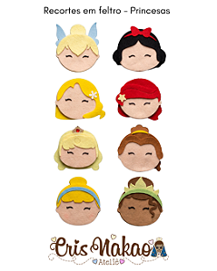 Recortes em Feltro - Cabecinha Princesas para chaveiro ou pingentes