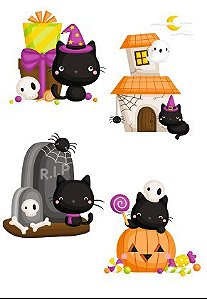 Feltro Estampado - Gatinhos Halloween