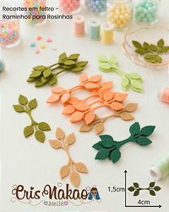 Recortes em Feltro - Raminhos para rosinhas 20 unidades