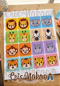 Feltro Estampado - Jogo da memória - Safari