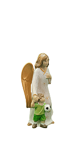 Anjo da Guarda com Menino 8,5 cm Colorido.
