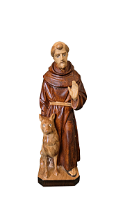 São Francisco com Lobo - 13 cm - Tons de Marrom