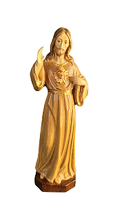 Sagrado Coração de Jesus - 15 cm tons de marrom