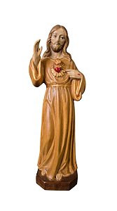 Sagrado Coração de Jesus - 20 cm Tons de Marrom.