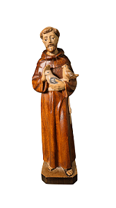 São Francisco Com Pombas - 19 cm - Tons de Marrom