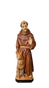 São Francisco com Lobo - 17,5 cm - Tons de Marrom.