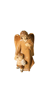 Anjo da Guarda com Menino - 8,5 cm - Tons de Marrom.