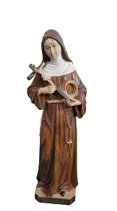 Santa Rita de Cassia - 16,5 cm - Tons de Marrom.