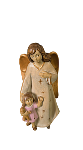 Anjo da Guarda com Menina - 11,5 cm - Colorido.