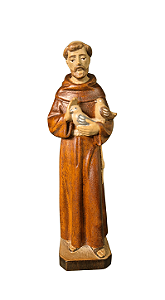 São Francisco Com Pombas - 19 cm - Tons de Marrom